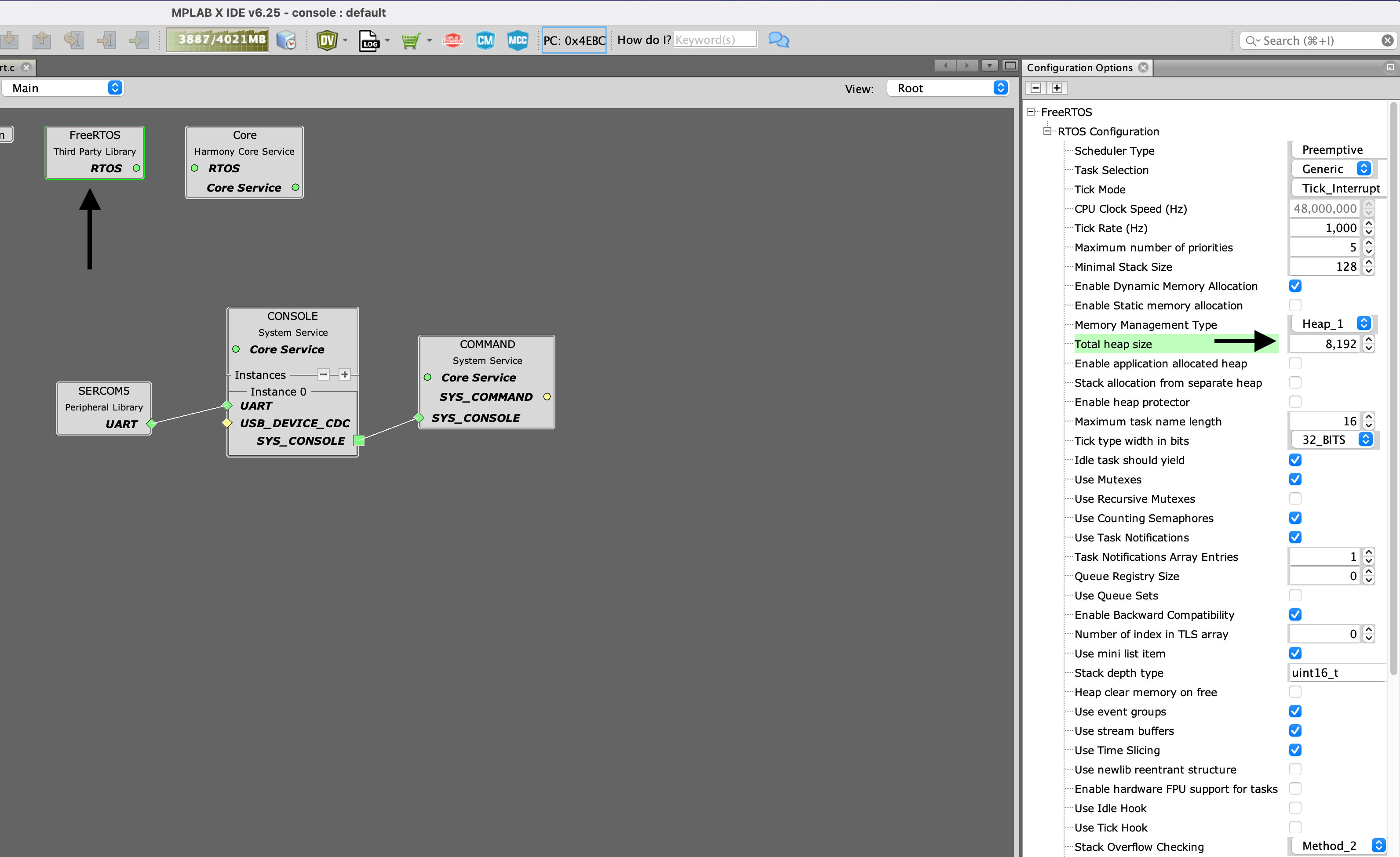 RTOS heap settings